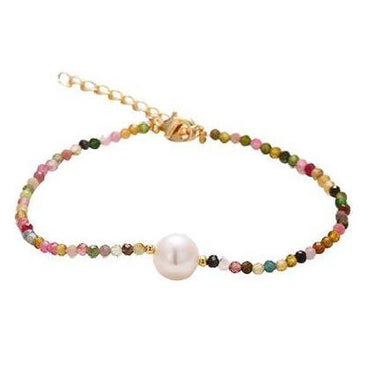 Natural Tourmaline & Freshwater Pearl CALMNESS Bracelet